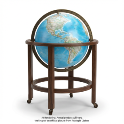 Replogle Globes Kingsley 16"/40.5 Cm Blue Illuminated Raised Relief Floor National Geographic Collection (English) - Ships in 2 boxes