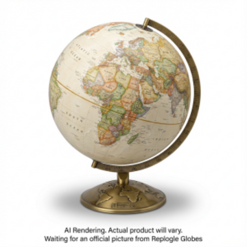 Replogle Globes National Geographic Allamson 12"/30Cm Diameter Antique Parchment Ocean Desk Globe With Die-Cast Base And Semi- Meridian (English)