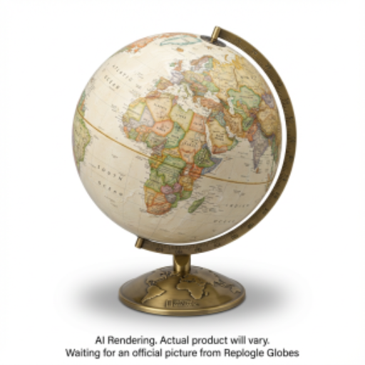 Replogle Globes National Geographic Allamson 12"/30Cm Diameter Antique Parchment Ocean Desk Globe With Die-Cast Base And Semi- Meridian (English)