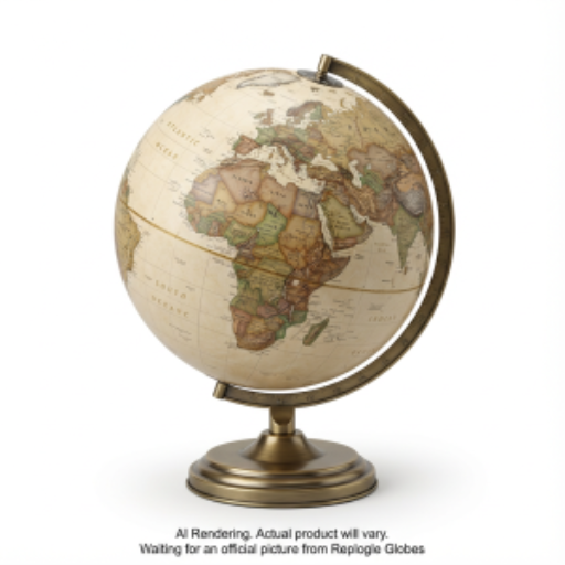 Replogle Globes National Geographic Grosvenor 12"/30Cm Diameter Antique Parchment Ocean Desk Globe With Metal Base And Semi- Meridian (English)