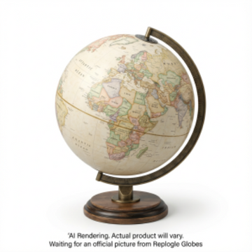 Replogle Globes National Geographic Bingham 12"/30Cm Diameter Antique Parchment Ocean Desk Globe With Woodt Base And Die-Cast Semi- Meridian (English)