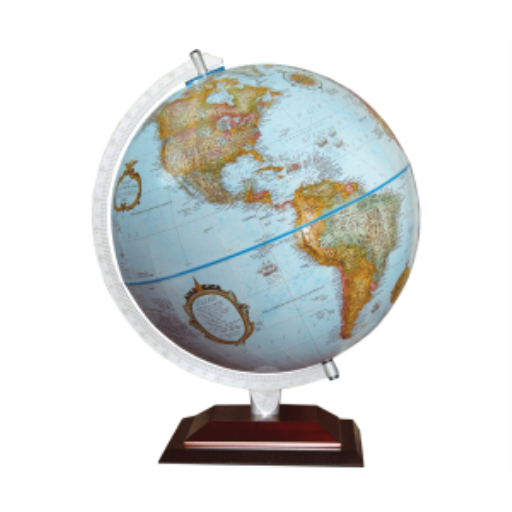 Replogle Globes 12"/30Cm Diameter Blue Ocean Desk Globe With Wood Stand And Die-Cast Semi-Meridian (English)