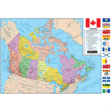 Replogle Globes Canada 49"/124.5Cm X 33"/84Cm Wall Map (English/French)