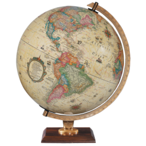 Replogle Globes Carlyle  12"/30cm Diameter Antique Ocean Illuminated Desk Globe (French)