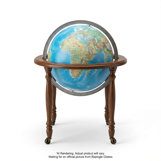 Replogle Globes Lafayette 16"/40.5 Cm Blue Illuminated Raised Relief Floor Heirloom (English) - Ships in 2 boxes