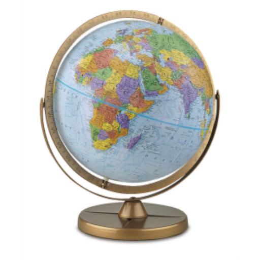 Replogle Globes Pioneer Globe 12"/30Cm Diameter Blue Ocean Desk Globe With Metal And Full Meridian (English)