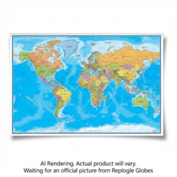 Replogle Globes WORLD WALL MAP - 6/1 - Laminated Blue - EN