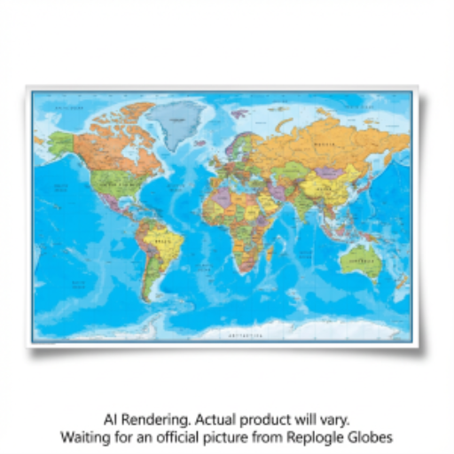Replogle Globes WORLD WALL MAP - 6/1 - Laminated Blue - EN