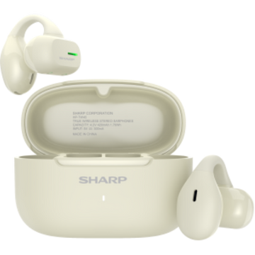 Sharp HP-TW45 Earclip Open-Ear True Wireless Earbuds – Secure Fit, IPX4 Water Resistant