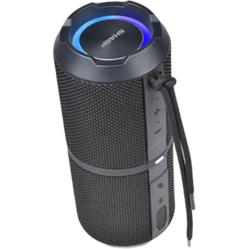 Sharp GX-BT290-BK Crystal Clear Series Portable Bluetooth Speaker - 32W, IP67 Waterproof with RGB Lights, Black