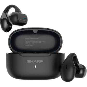 Sharp HP-TW45 Earclip Open-Ear True Wireless Earbuds – Secure Fit, IPX4 Water Resistant