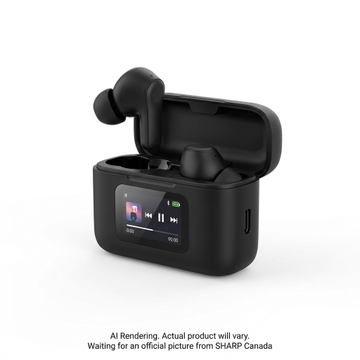Sharp HP-TW47 True Wireless Earbuds with LCD Smart Case – Black