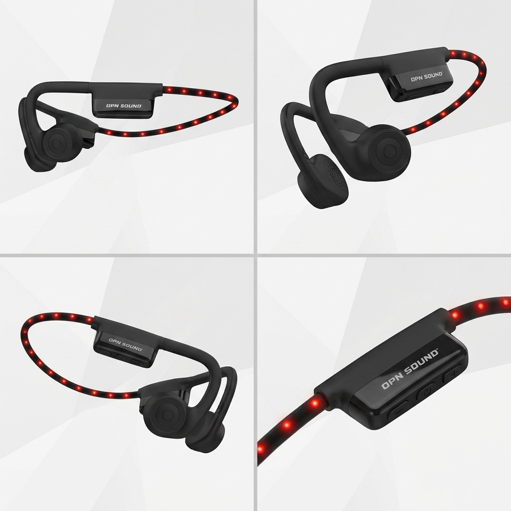 OPN Sound Dashlyte+ Open Ear Headphones with LED Safety Light Strip